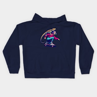 Skater with Bearded Dragon Kids Hoodie